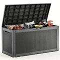 Large Resin Deck Box Lockable Outdoor Storage 80/100 Gallon, 345L UV Patio Storage Box for Garden, Patio and Yard Use