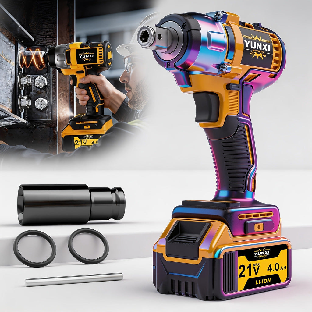 Cordless Impact Wrench Set with Charger Lithium-Ion Portable Electric Wrench Quick Charge for Home for Home, Garage and DIY Projects