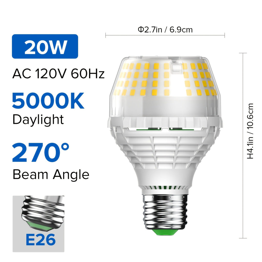 SANSI A19 LED Light Bulb, 20W E26 with 3000-Lumen Marking in 3000K Warm or 5000K Daylight White