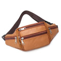 Waist Bag Faux Cowhide Leather Zipper Pack with Adjustable Shoulder or Waist Strap in Four Colors