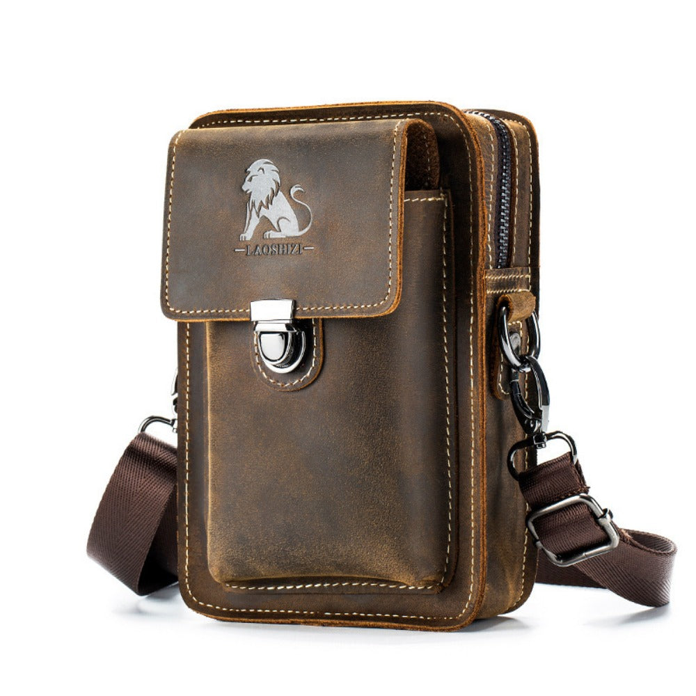 Waist Bag – Genuine Leather, Genuine Leather Waist Vintage Cowhide – detail view 4