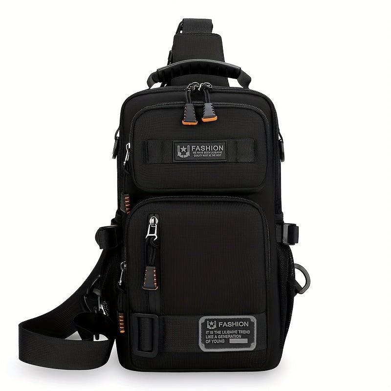 Waist Bag Retro Multi-Compartment Utility Pack with Striped Strap in Black, Gray, Blue or Green