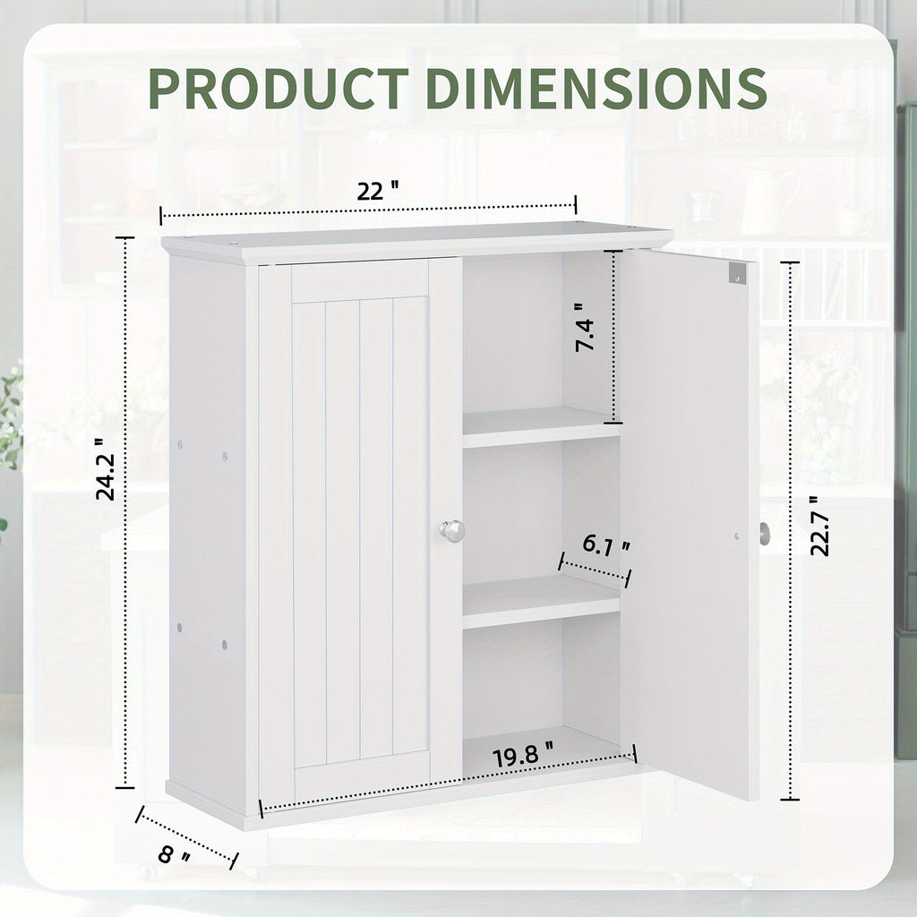 Wall-Mounted Wall Cabinet with Adjustable Shelves for Bathroom