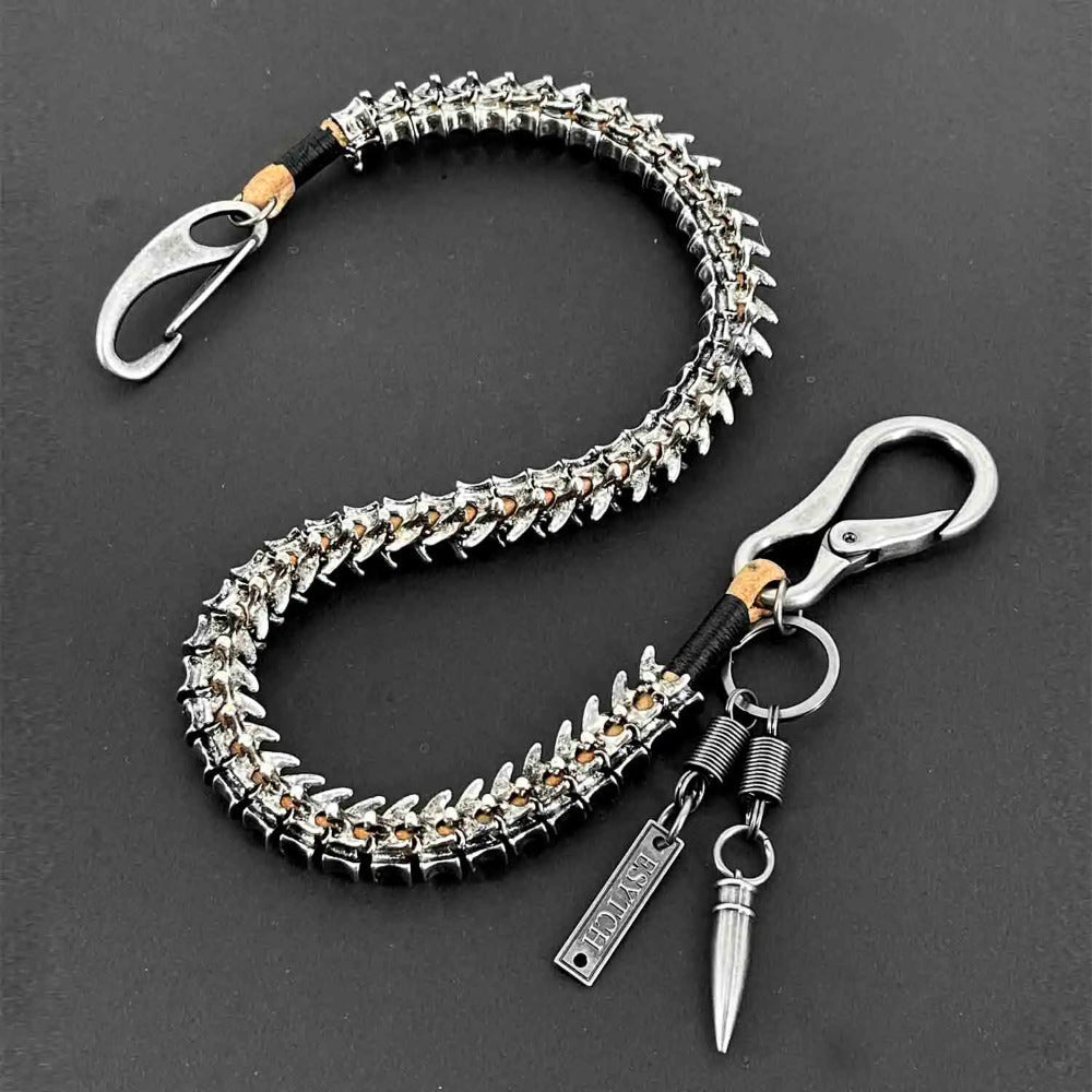 Wallet Chain – Men Punk Biker Heavy Duty Keel – 26 Inch High-Grade Alloy, Ancient Silver Finish, Bold