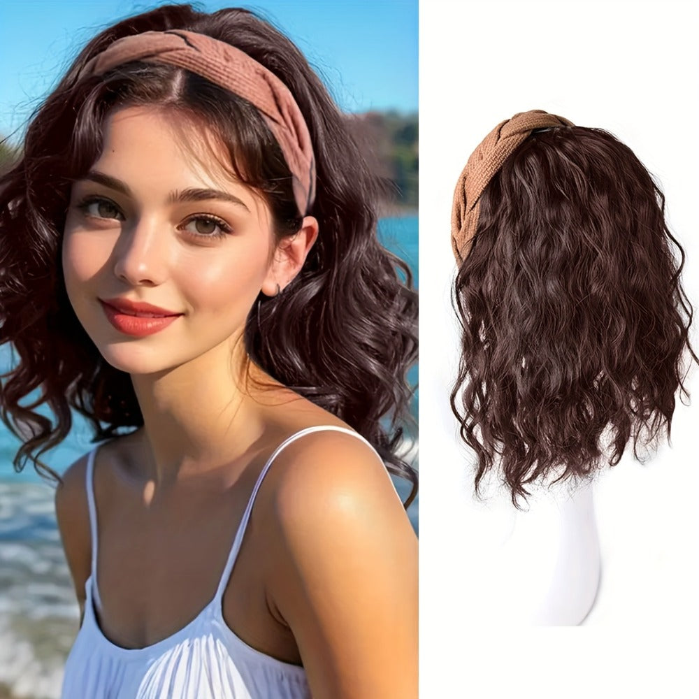 Wigs - Synthetic Half Wig Hair Patch 12 Inch Water Ripple Roll Wave Hair Band - product detail view 10