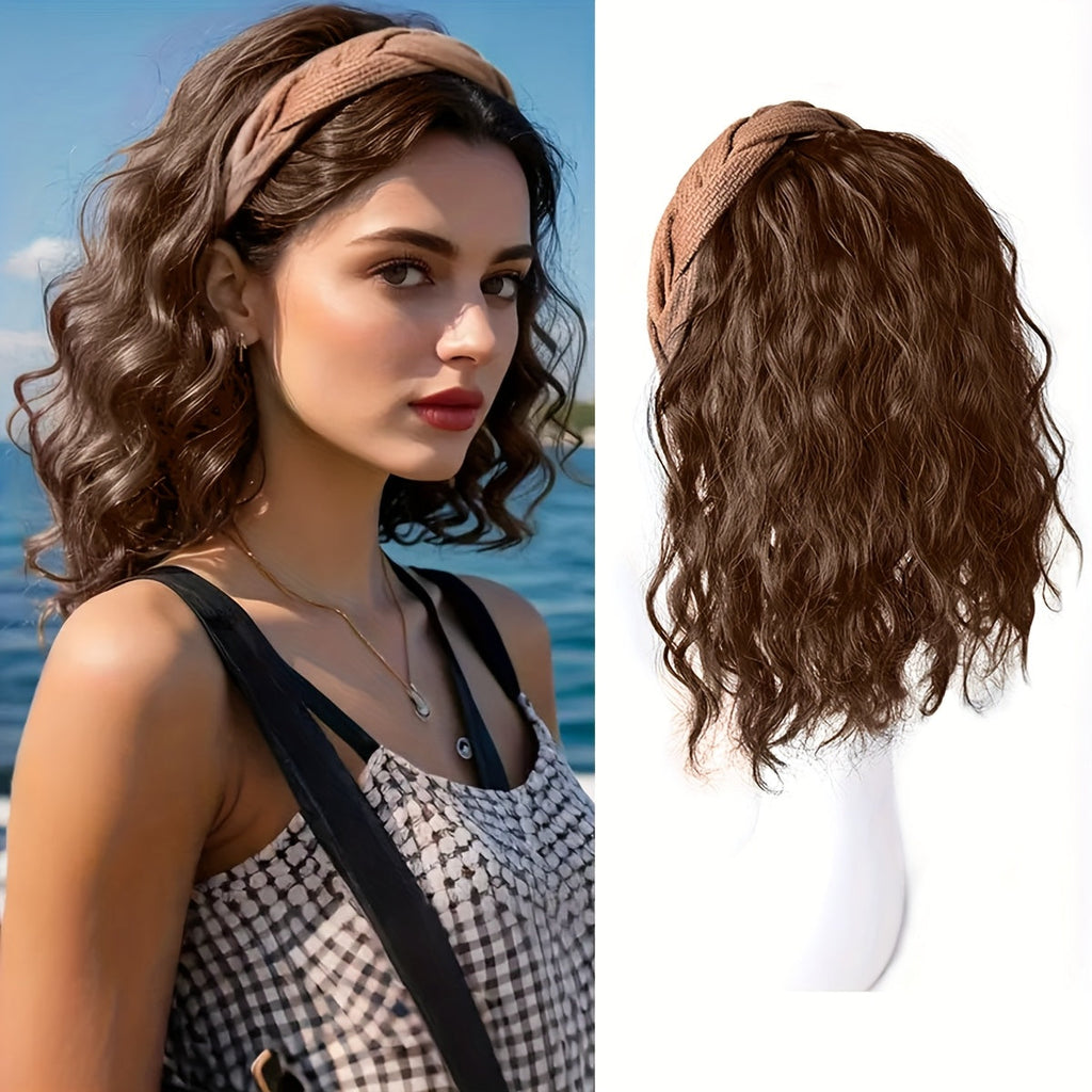 Wigs - Synthetic Half Wig Hair Patch 12 Inch Water Ripple Roll Wave Hair Band - product detail view 12