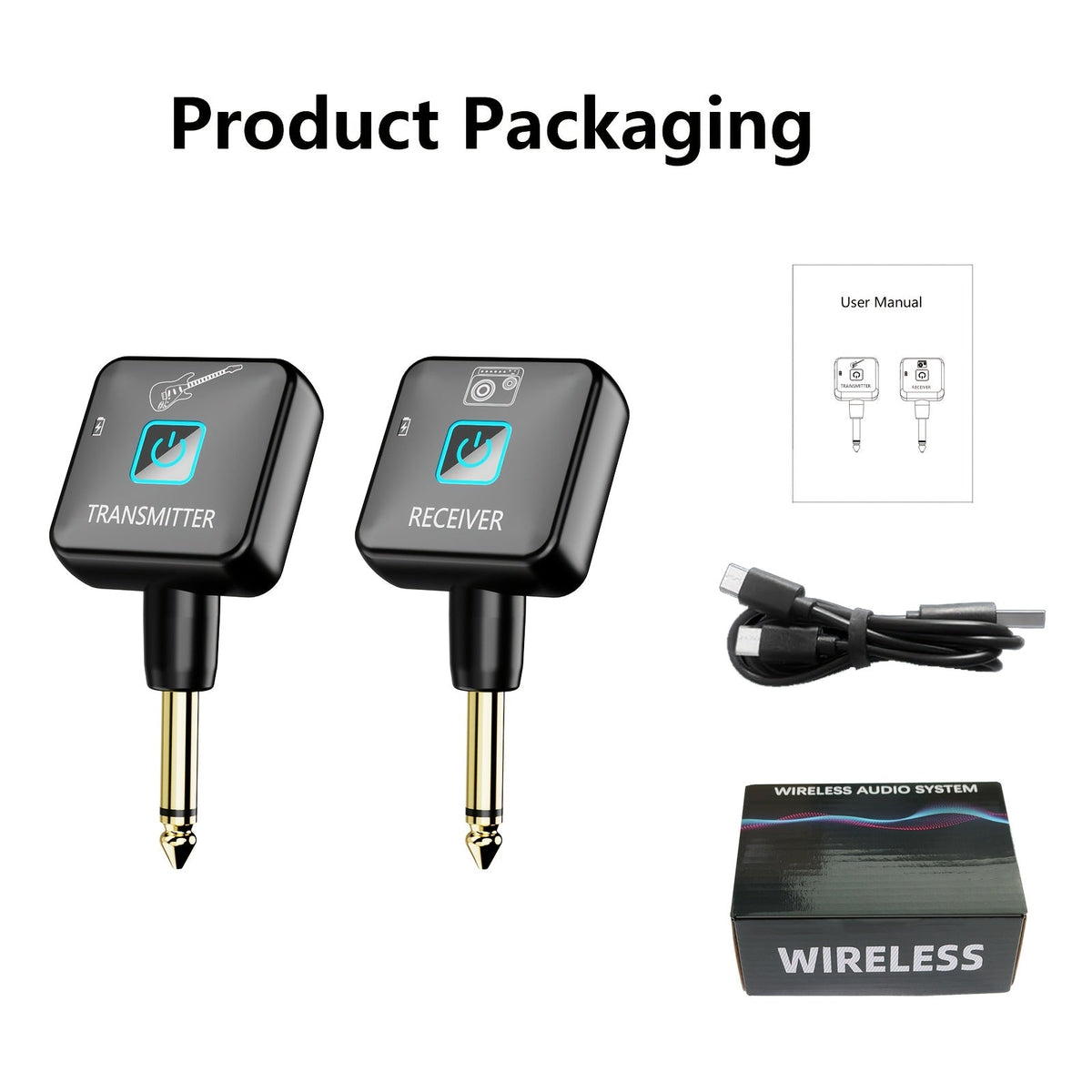 Wireless Instrument System MB-10 or MB-11 2.4GHz Set with 6.35mm Plugs, Type-C Charging and One or Two Transmitters