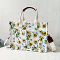 Women's Crossbody Tote Bag with Large Floral Print, Multi-Pocket Storage, Top Handles, Removable Strap & 2 Prints