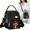 Mushroom Patch Mini Backpack Crossbody Bag for Women with Front Zip Pockets, Top Handle and Long Strap