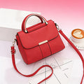 Retro Flap Top-Handle Crossbody Bag with Metal Bar Closure, Structured Body and 2 Color Options