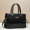 Women's Croc-Texture Structured Satchel Crossbody Bag with Double Handles, Zip Top & Seven Colors