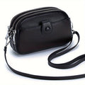 Women's Genuine Leather Triple-Zip Crossbody Bag with Compact Oval Shape, Adjustable Strap & Nine Colors