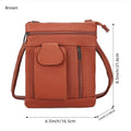 Genuine Leather Organizer Crossbody Bag with Front Flap Pocket, Multi-Zip Storage and 2 Sizes in 6 Colors