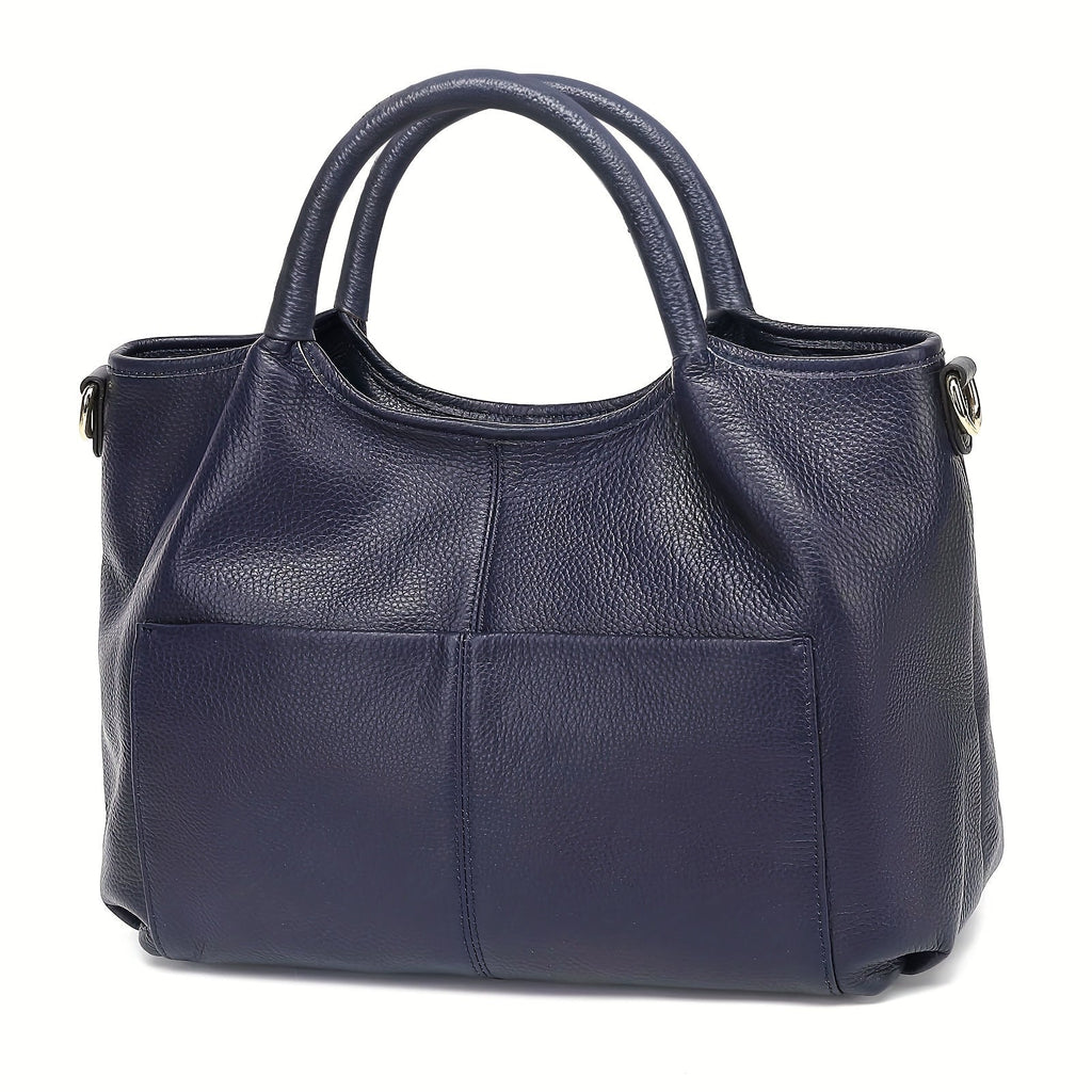 Large Genuine Leather Work Tote Crossbody Bag for Women with Removable Strap and 8 Color Options