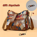 Patchwork Multi-Pocket Crossbody Bag with Wide Adjustable Strap, 11-Inch Organizer & Bonus Keychain