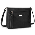 Women's 10.8-Inch Tassel Crossbody Bag with Multi-Pocket Interior, Front Zipper and 7 Color Options