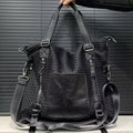 Crossbody Hobo Backpack in Perforated Top-Grain Leather with 3-Way Carry, Large Interior and Zip Closure