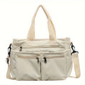 White Utility Crossbody Tote Bag with Dual Handles, Multi-Pocket Storage and Lightweight Everyday Carry