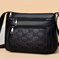 Multi-Zip Floral-Embossed Crossbody Shoulder Bag with Adjustable Strap and 25 cm Organized Everyday Storage