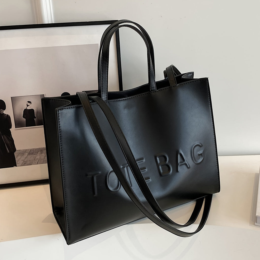 Embossed TOTE BAG Large Work Tote with Top Handles, Adjustable Crossbody Strap and 35 cm Structured Storage