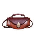 Women's Crescent Crossbody Satchel with Two-Tone Faux Leather, Top Handle & Turn-Lock Closure for Daily Outings