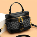 Crossbody Vanity Bag for Women with Structured Monogram Pattern, Top Handle, Wide Zip Opening and 3 Color Options