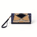 Women's Compact Printed Clasp Wallet with Wrist Strap, Coin Purse Storage & Butterfly or Geometric Designs