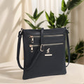 Women's Pebbled Multi-Zip Flat Crossbody Bag with 2 Front Pockets, Top Zip & 5 Colors for Daily Carry