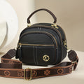 Women's Compact Triple-Zip Crossbody Bag with Top Handle, Wide Patterned Strap & 8.66-Inch Organizer Design