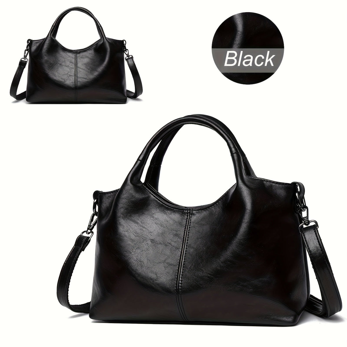 Oversized Slouchy Tote Crossbody Bag with Zip Top, Dual Handles and Removable Strap in 2 Colors