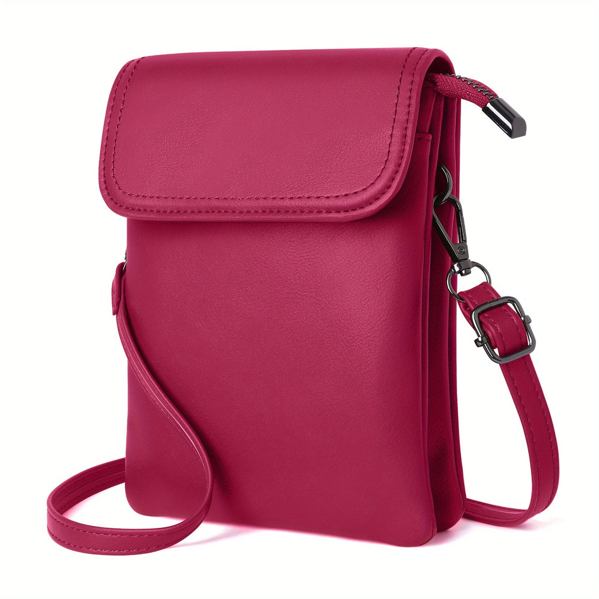 Crossbody Phone Wallet with Multi-Compartment Storage, Magnetic Flap & Adjustable Strap for Passport, Cards, Keys & Travel