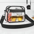 Clear PVC Stadium Crossbody Bag with Black Trim, Zip Closure, Adjustable Strap and Front Pocket