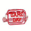 Women's Clear PVC Game Day Crossbody Bag with Raised Lettering, Zip Top & Color-Trim Strap