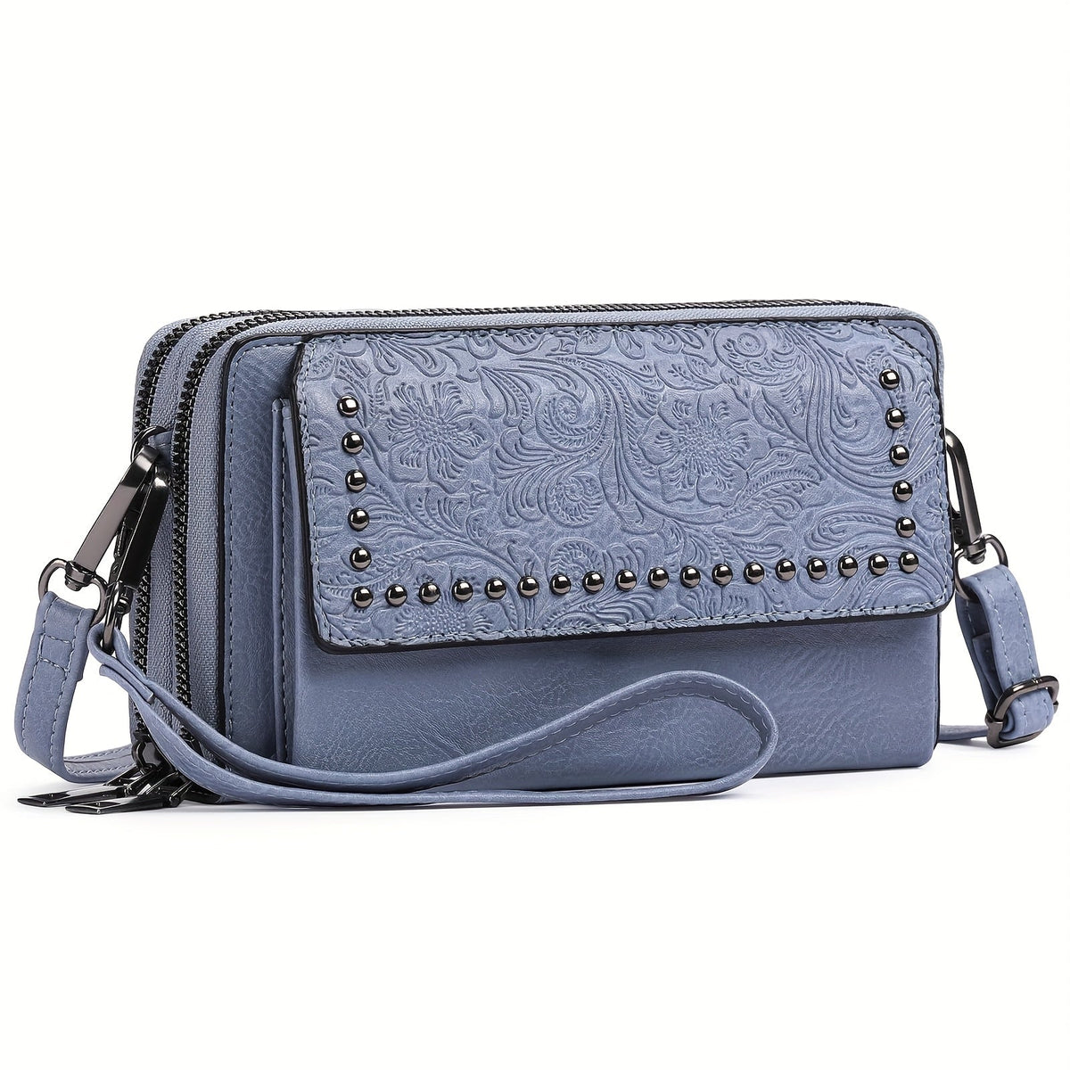 Women's Leather RFID Wallet Crossbody Bag with 15 Card Slots, Phone Storage & Six Colors for Travel