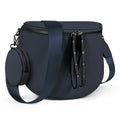 Tassel-Trim Saddle Crossbody Bag with Round Coin Pouch, Adjustable Strap and 10 Color Options