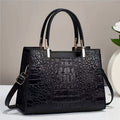 Crocodile-Embossed Structured Crossbody Satchel with Twin Top Handles, Zip Closure, 11.8-Inch Body & 5 Colors