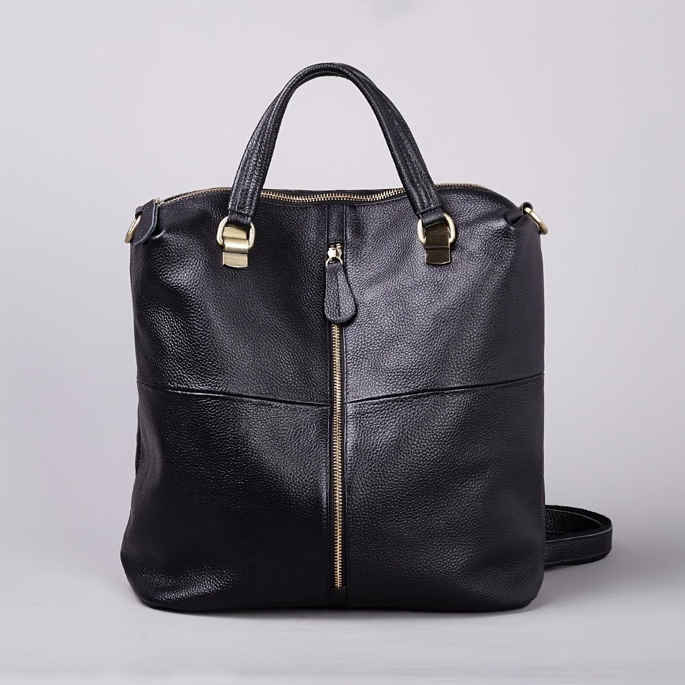 Women's Laptop Backpack in Genuine Soft Leather with Zippered Work and Travel Storage in Four Colors