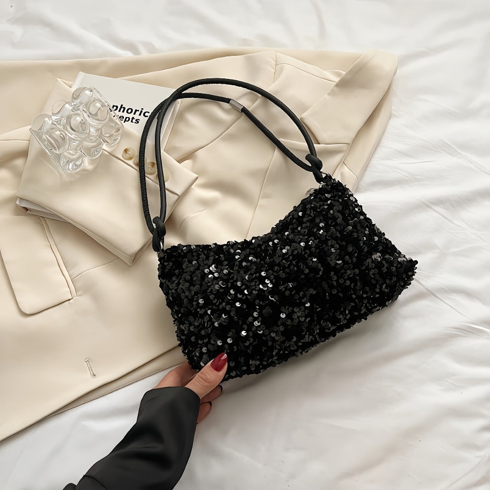 Shoulder Bag for Women – Large Capacity, Sequin Large Capacity Glitter Zipper – alternate view