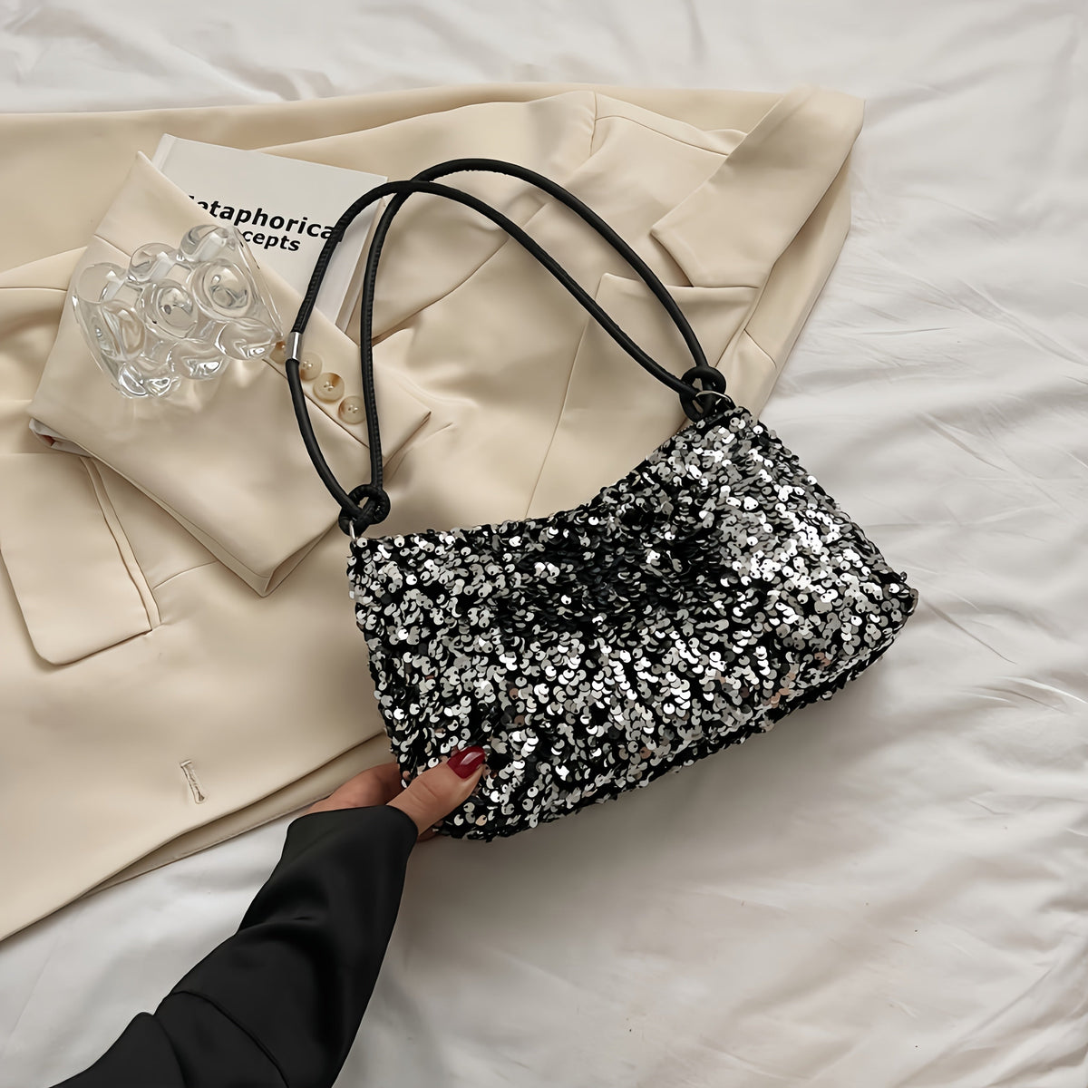 Shoulder Bag for Women – Large Capacity, Sequin Large Capacity Glitter Zipper – detail view 13