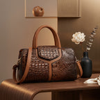Shoulder Bag for Women – Vegan Leather, Crocodile Embossed Satchel Vegan Leather – front view