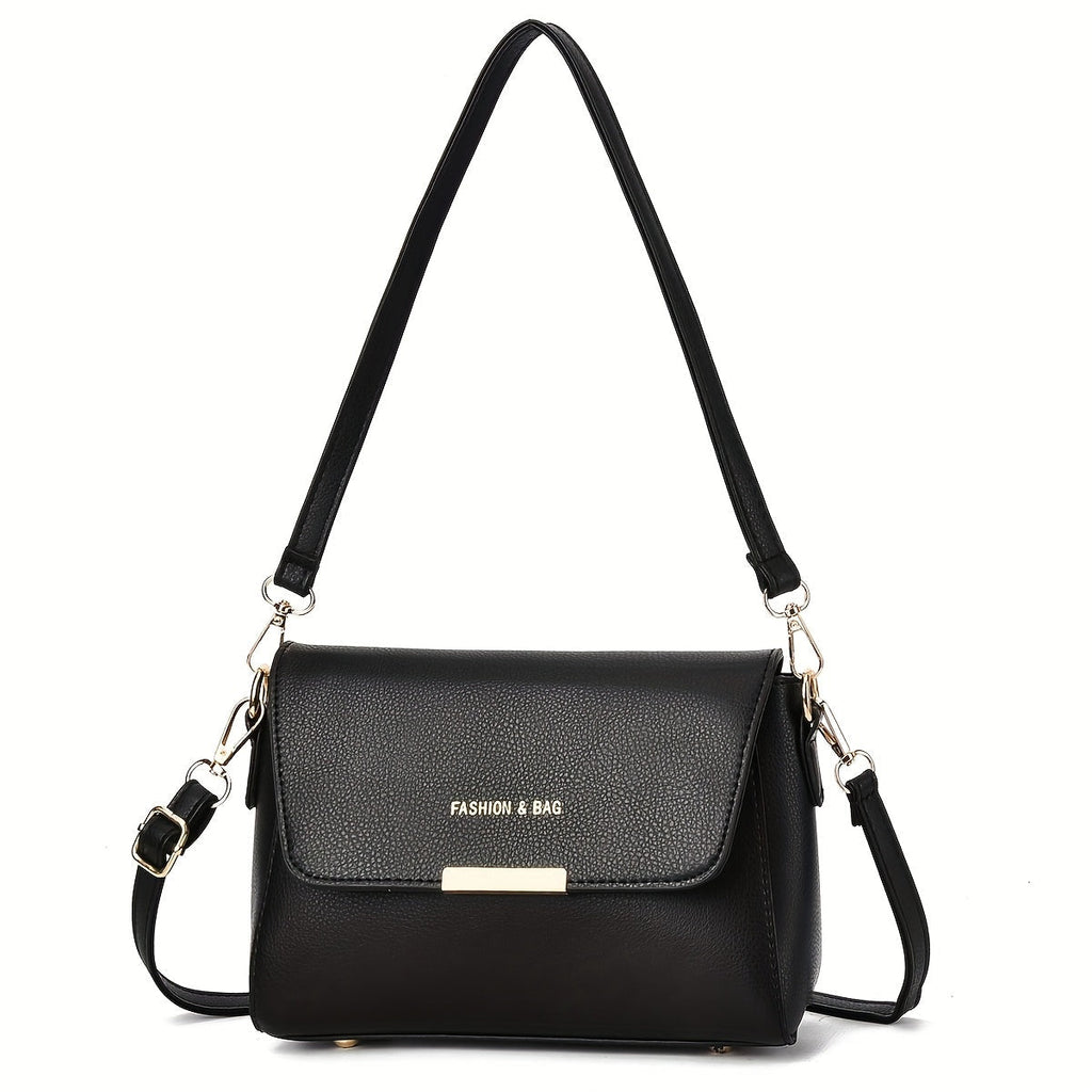 Shoulder Bag Solid-Color Synthetic Satchel with Zip Closure, Detachable Adjustable Strap and Top Handle