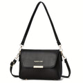 Shoulder Bag Solid-Color Synthetic Satchel with Zip Closure, Detachable Adjustable Strap and Top Handle