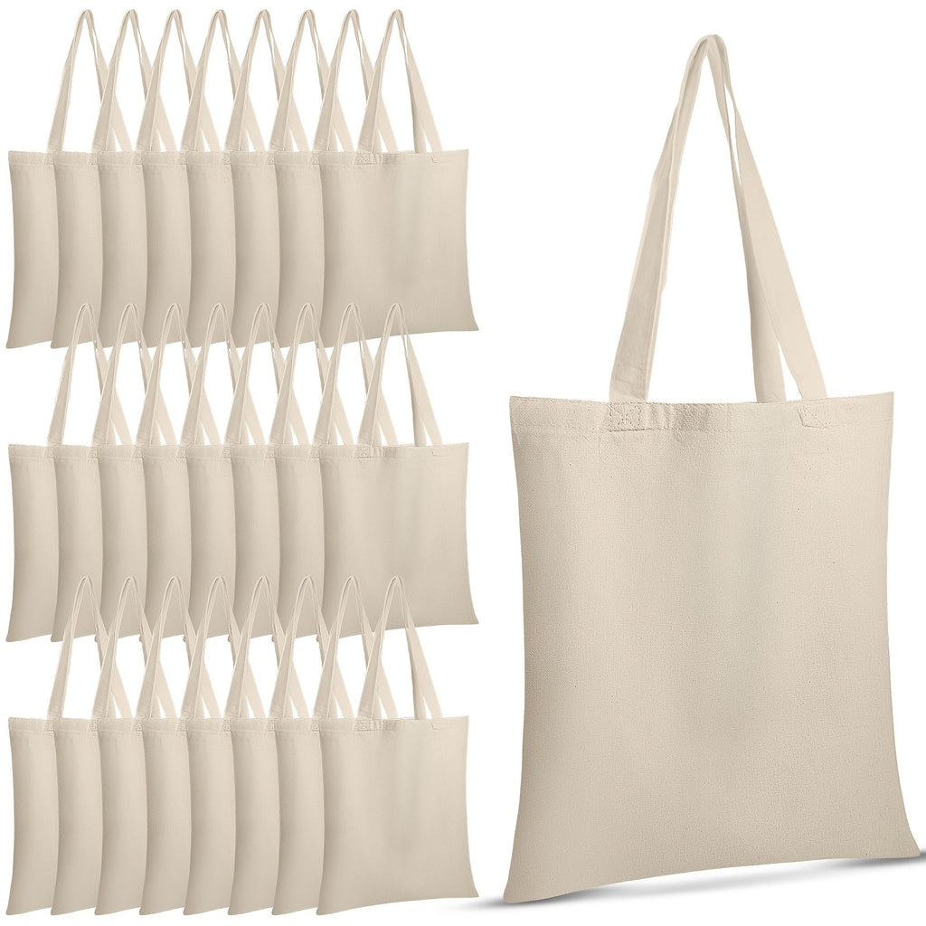 Blank Canvas Tote Bag 24-Pack with 15-Inch Height, Open Top and Reusable Design with Item-Specific Color, Closure and Carry Choices