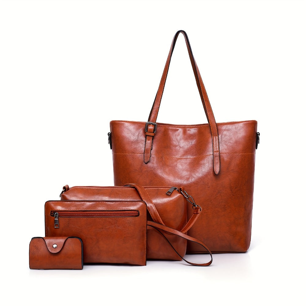 Tote Bag for Women – 4-Piece, Piece Set Satchel Bucket Messenger – front view
