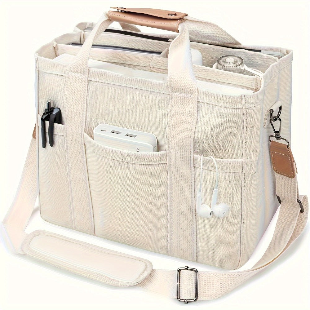Tote Bag for Women – 5 Colors, Canvas, Multi-Pocket, for Travel & Work – detail view 2