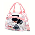 Tote Bag Clear Pink Stadium Tote Bag with Transparent Body, Zipper Top & Adjustable Crossbody Strap
