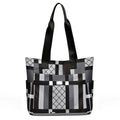 Geometric Checkered Large Tote Bag with Lightweight Body, Zipper Closure and 3 Bold Colors