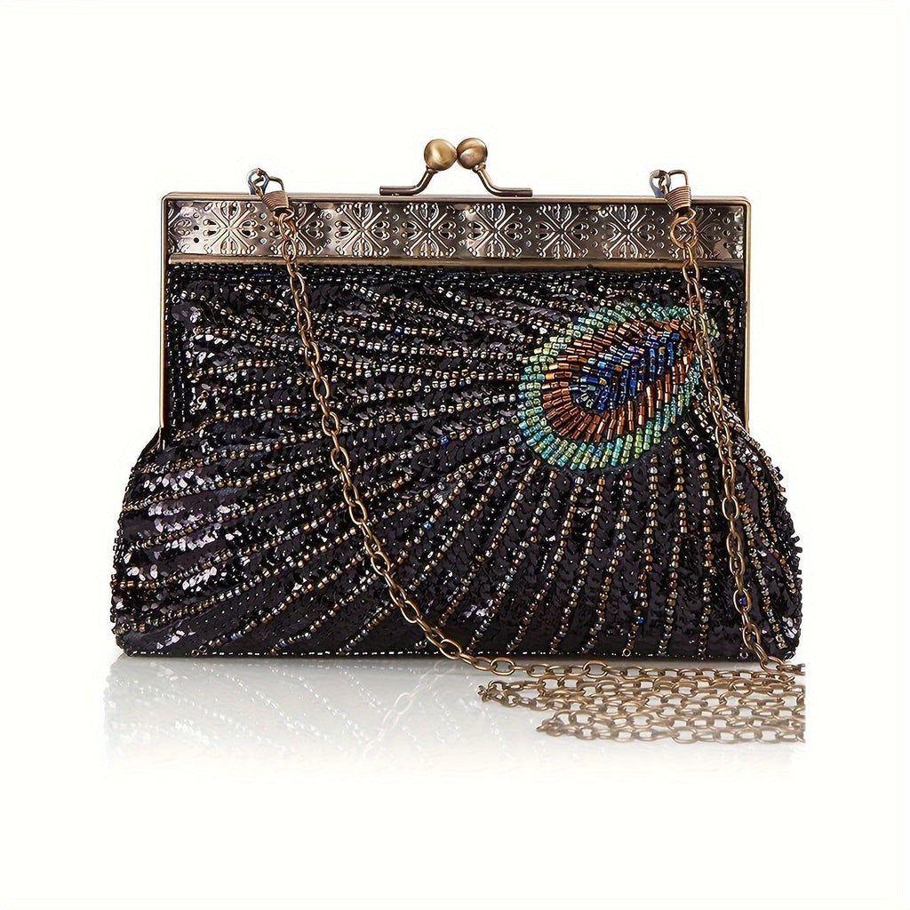 Women's Wallet – 1920s Flapper Peacock Clutch Vintage – front view - product view 10