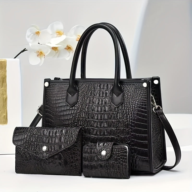 Women's Wallet 3-Piece Tote, Shoulder Bag and Wallet Set for Women with Structured Work and Travel Style & 5 Colors