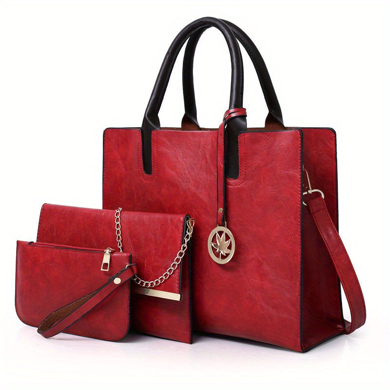 Women's Wallet Three-Piece Wallet and Chain Tote Set for Women with Crossbody Bag, Coin Purse and 5 Colors